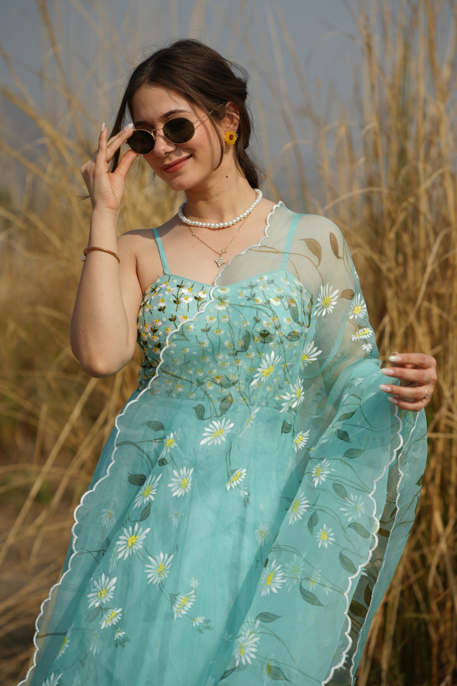 Close-up of Embroidered Bodice and Handpainted Organza